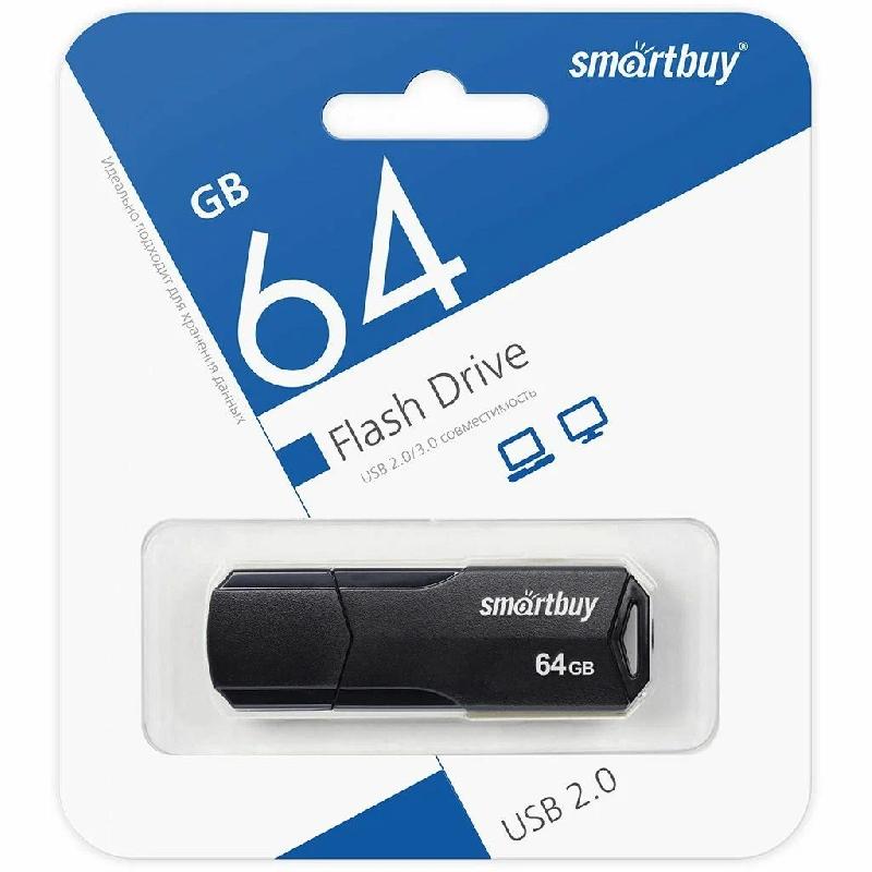USB 2.0 накопитель Smartbuy 064 ГБ серия Clue Чёрный (SB64GBCLU-K)