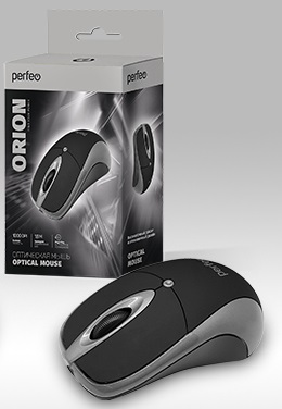 Perfeo мышь оптическая "ORION", 3 кн, DPI 1000, USB, чёрн/серый
