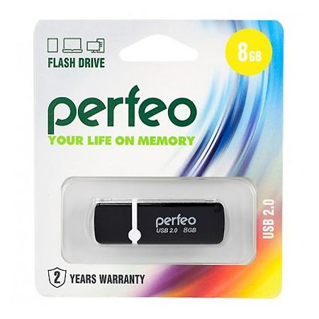 Накопитель USB Flash  8GB Perfeo C07 (Чёрный)