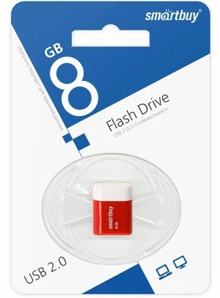 USB 2.0 накопитель Smartbuy 008 ГБ серия Lara Красный (SB8GBLARA-R)