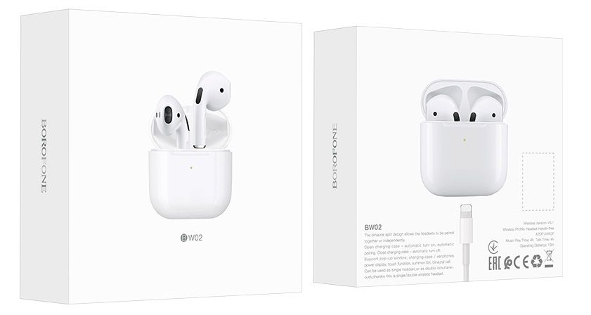 Наушники внутриканальные Borofone BW02, Bluetooth, цвет: белый