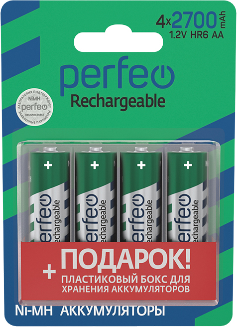 Perfeo AA2700mAh/4BL+BOX  Аккумулятор (|40/240 PF_5035)