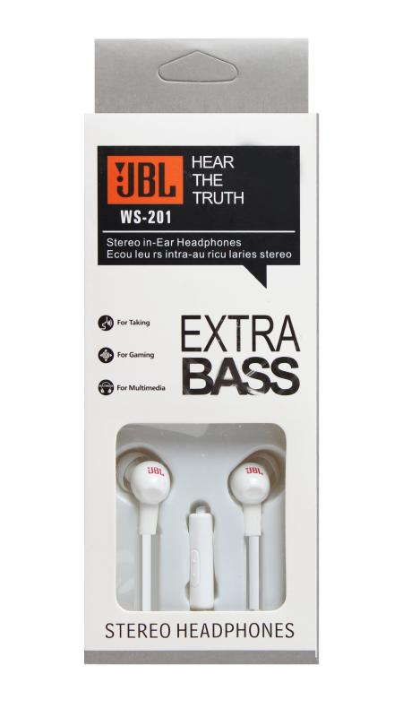 Наушники MP3 &quot;J&quot; WS-201 EXTRA BASS плоск. шнур c  микрофоном  (упаковка коробка) (Белый)