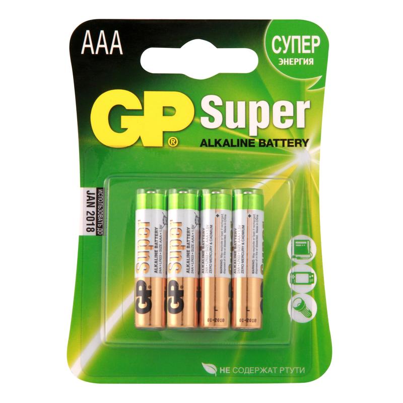 Батарейка алкалиновая GP LR03/4BL  AAA Super (4 шт. в блистере)