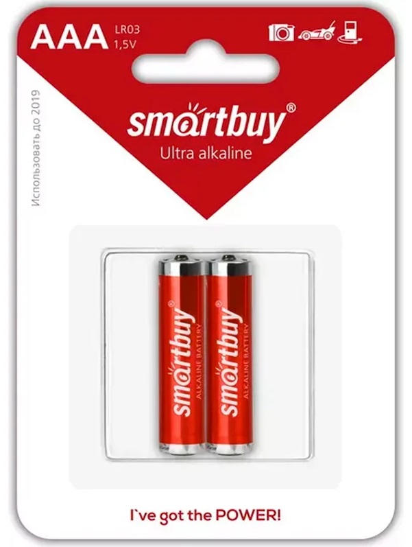 Батарейка алкалиновая Smartbuy LR03/2B (24/240) (SBBA-3A02B)